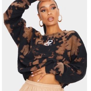 PRETTYLITTLETHING BLACK ACID WASH SWEATSHIRT & LEGGINGS - SOLD AS A SET